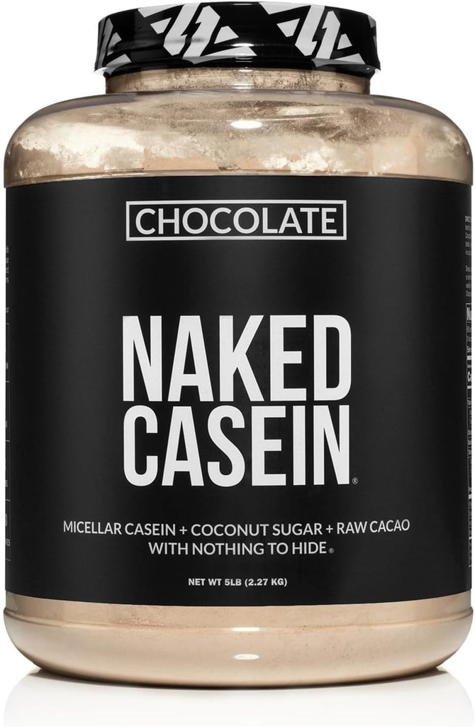 Naked Chocolate Casein - Chocolate Micellar Casein Protein - 5 Pound Bulk, GMO-Free, Gluten-Free, Soy-Free, Preservative-Free - Stimulate Muscle Growth - Enhance Recovery - 60 Servings