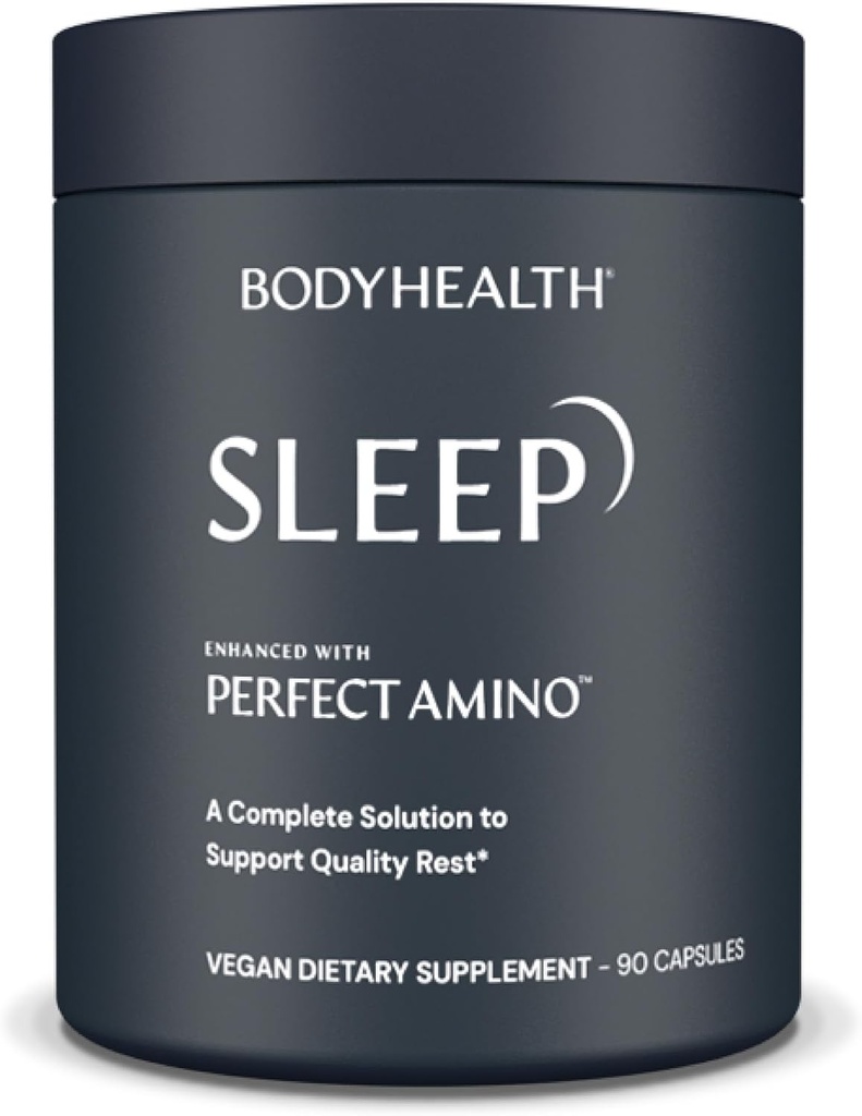 BodyHealth Sleep, Sleep Aid and Supplement for Adults with 3 mg Melatonin, Non-Habit Forming Pills Mejorado con PerfectAmino - 90 Capsules