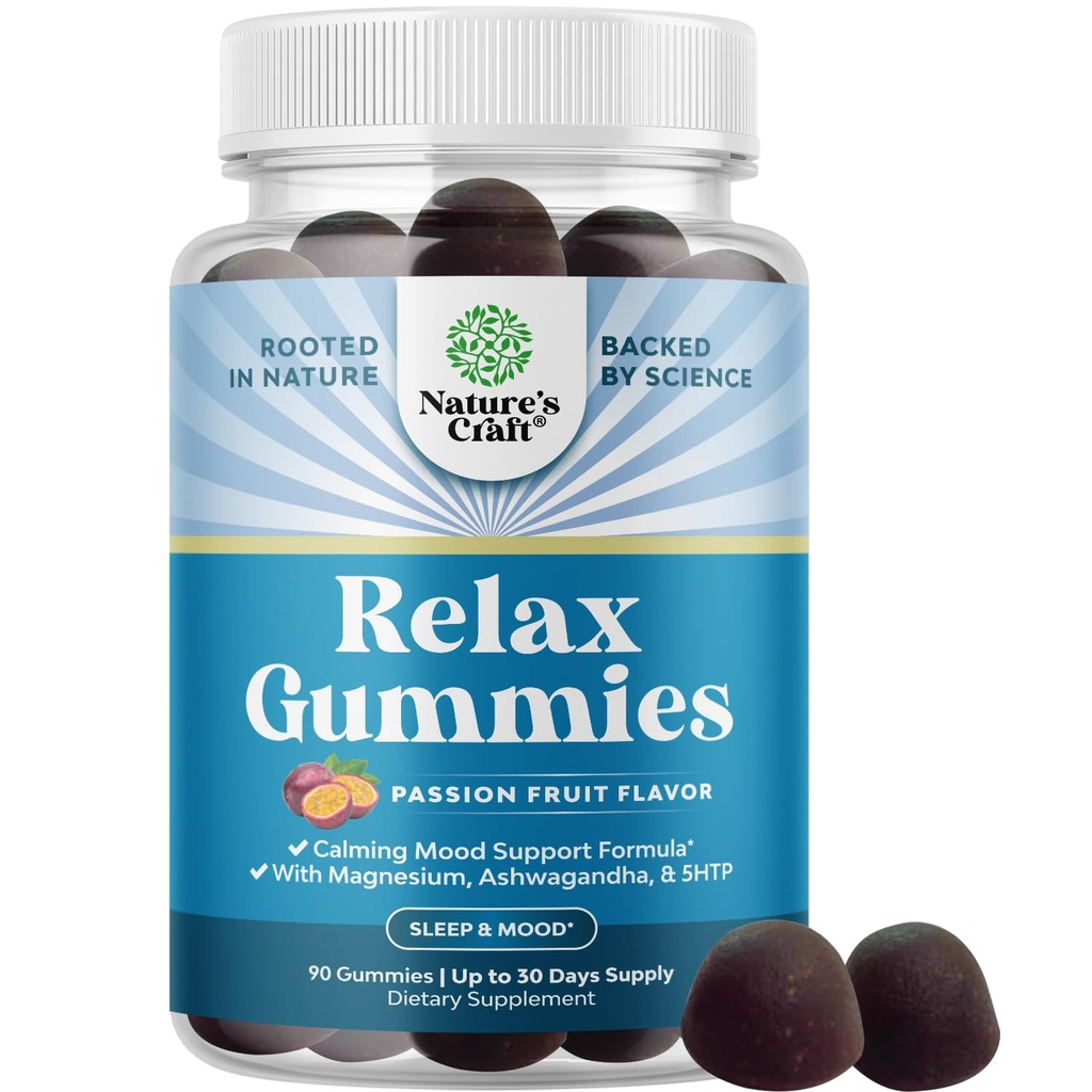 Suplemento de Magnesio Puro Calma y Relajamiento - Magnesio para Estrés Soporte &amp; Descanso Facilidad para Adultos - Alta Absorción Mg Citrate Gummies con L Theanine & Ashwagandha para Cánceres de Muscle - 90 Conde