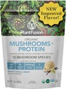 Plantafusion Mushroom Protein Powder - 3 en 1 Pólvora Vegan Proteína, Suplemento de Mushroom y Suplemento Adaptógeno - Apoyo mental, inmunidad y recuperación - Vainilla 1lb