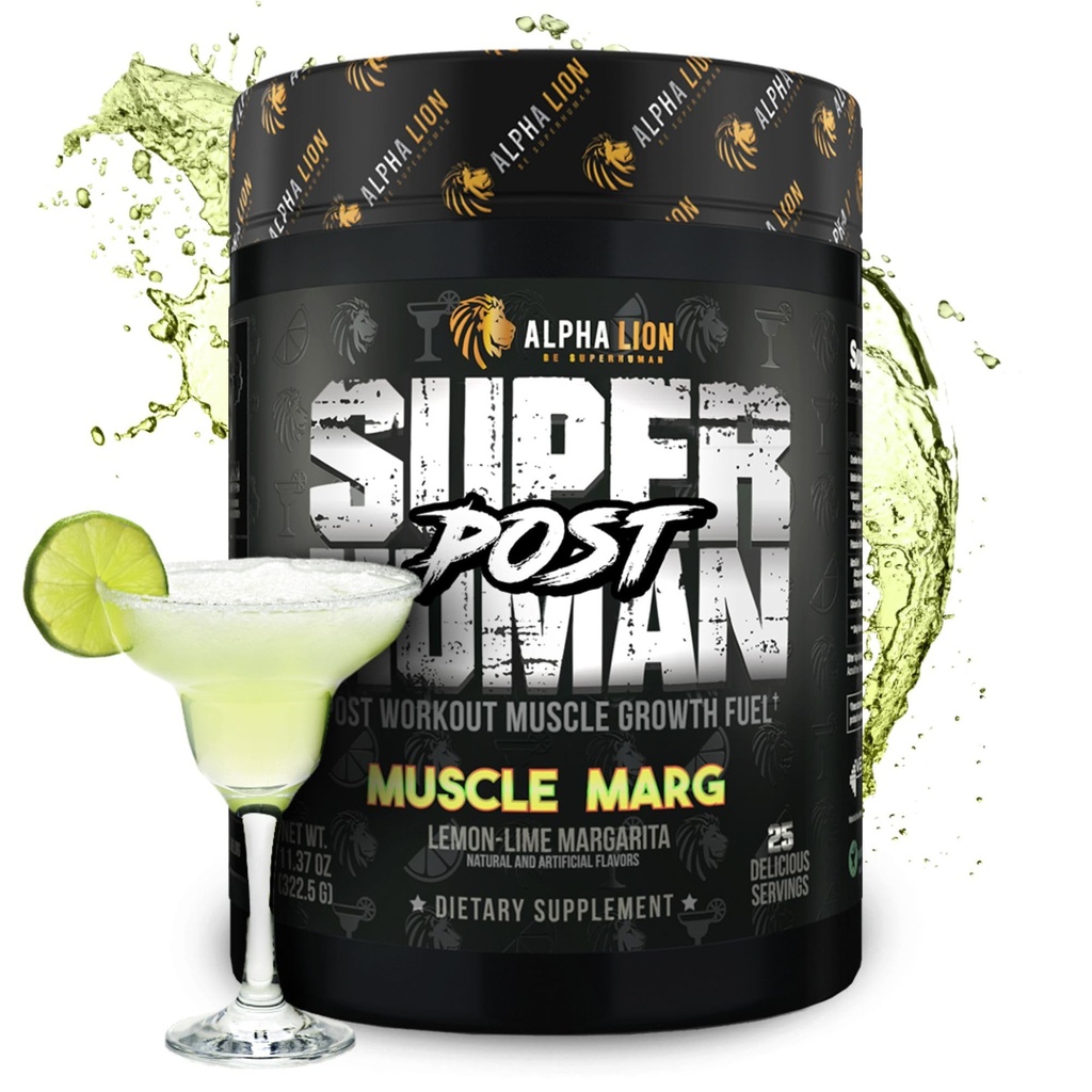 Alpha Lion Superhuman Post Workout Powder, Muscle Builder Drink, Creatine Monohydrate + More for Lean Muscle Growth, Strength & Volume, Supplement for Women & Men (25 Servings, Muscle Marg)