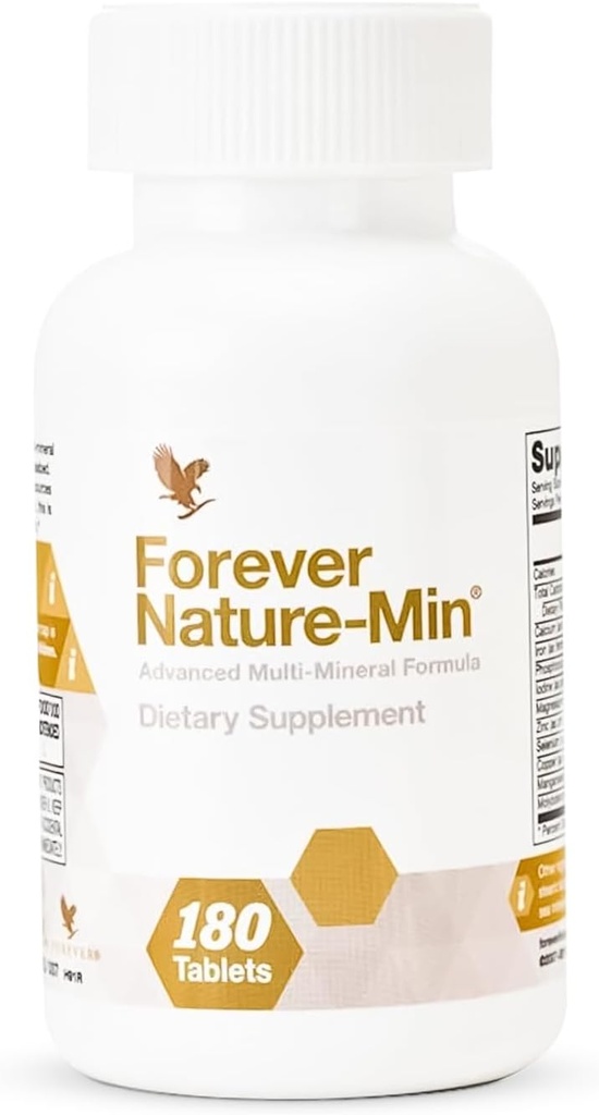 Para siempre Vivir - Forever Nature-Min®: Premium Multi-Mineral Blend - Soportes Muscle, Brain & Hydration - 10 Essential & Trace Minerals - 180 Tablets