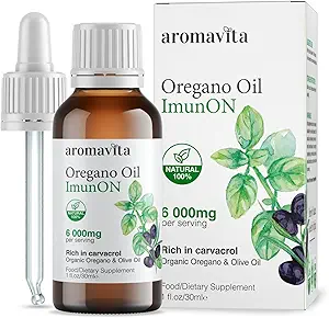 ImunON Organic Greek Oregano Oil Drops – Extra Strength 86-90% Carvacrol – Powerful Immune & Digestive Support – 200 Servings – 100% Puro, Vegano, No Gluten-Free – 1 fl oz (30 mL)