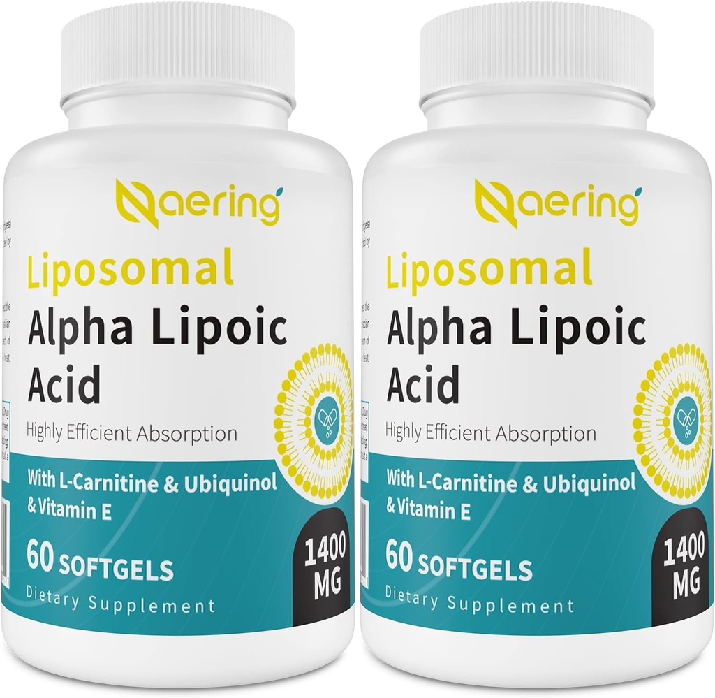 L-Carnitina 1000mg, Ubiquinol (Active CoQ10) 100 mg y vitamina E 10 mg, Ácido Alfa-Lipoico para Antioxidantes, Nerve, Energía 120 Softgels