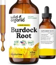 Wild & Organic Burdock Root Tincture - Suplemento líquido para antioxidantes, detox, soporte digestivo - Burdock Root Herb Drops - Vegan, Azúcar &amp; Alcohol-Free - 4 fl oz