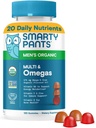 SmartyPants Multivitamin for Men, Organic Gummies: Methylfolate, Omega 3 (ALA), Vitamina D3, C, Vitamina B12, B6, A, K & Zinc for Immune Support, Biotin, Vegetarian, 120 Gummies (30 Day Supply)