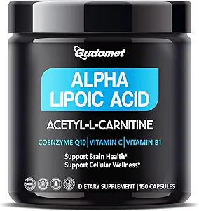 Ácido Lipoico Ultra Alpha con CoQ10, Vitamina C & B1 - Apoya la Salud Cerebro & Defensa Antioxidante - 150 cápsulas, Hecho en EE.UU.