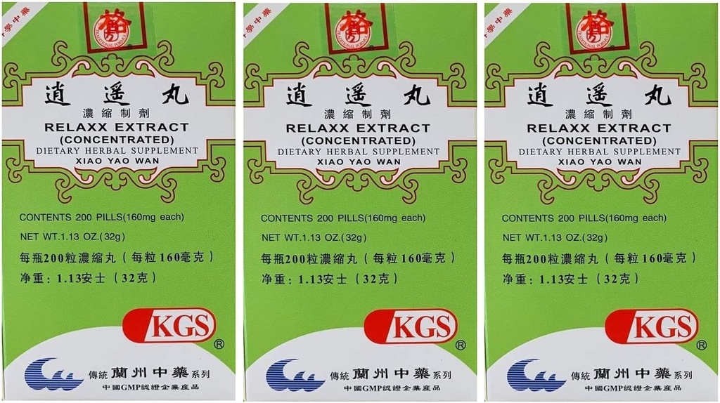 Relajax Extract (Xiao Yao Wan)160mg X 200 Pills Por Bottle (3 Packs)