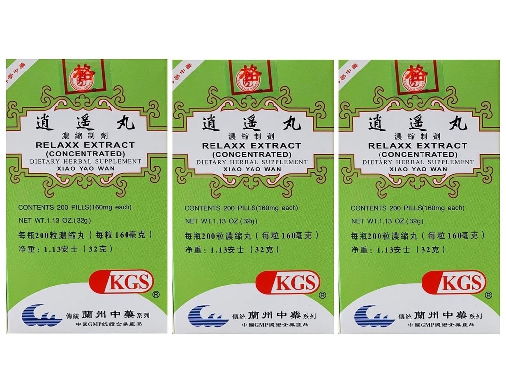Relajax Extract (Xiao Yao Wan)160mg X 200 Pills Por Bottle (3 Packs)