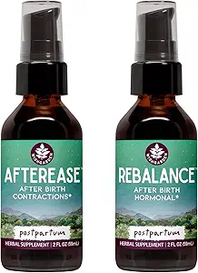 WishGarden AfterEase Postpartum Contraction Drops + ReBalance Postpartum Hormone Level Support (2-2oz Bundle)