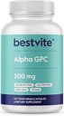 BestVITE Alpha GPC Choline 600mg Por Serving (120 Veggie Capsules) - No Stearates - Vegan - No GMO - Gluten Gratis