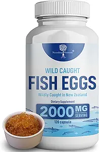 Huevos de pescado silvestre 2.000 mg - Omega 3 Suplemento de Ojo, Salud del cerebro, apoya la inmunidad, los huesos y los dientes, el soporte de orina con omega 3-6-9 cápsulas de huevo de pescado