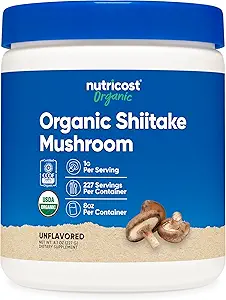 Nutricost Organic Shiitake Mushroom Powder 8oz - 100% orgánico certificado, sin gluten, no GMO