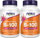 AHORA Suplementos, vitamina B-100, liberación sostenida, producción energética*, salud del sistema nervioso*, 100 Tabletas (Pack of 2)