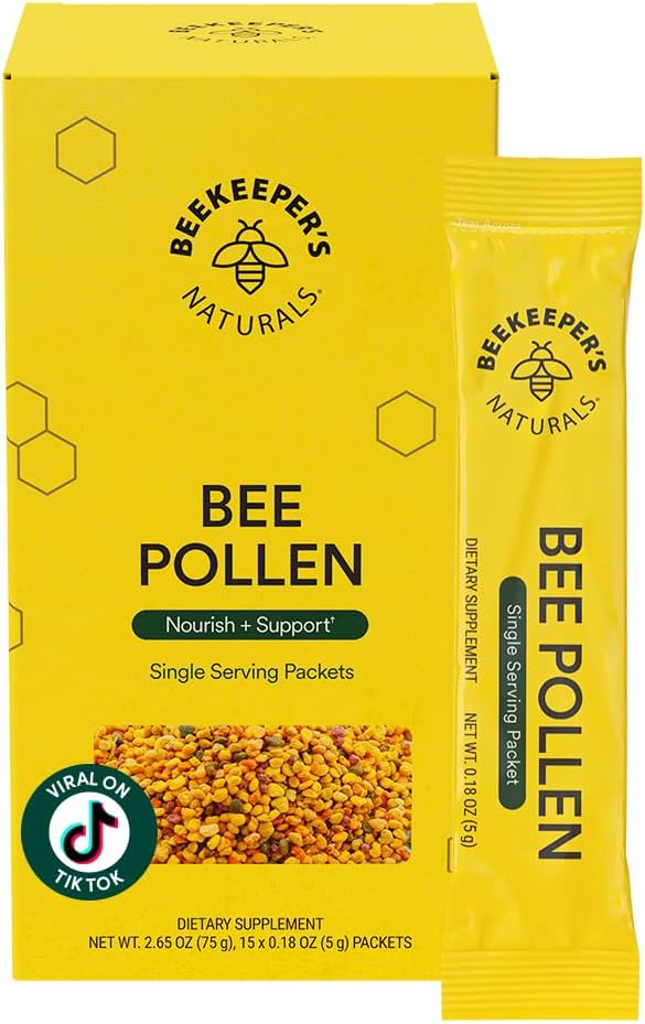Naturales de abeto - 100% crudo de abeja Pollen Stick Packs, Natural Preservado Enzymes, Fuente de vitamina B, Minerales, Aminoácidos " Proteína - Paleo " Keto Friendly, Gluten Free (15ct)