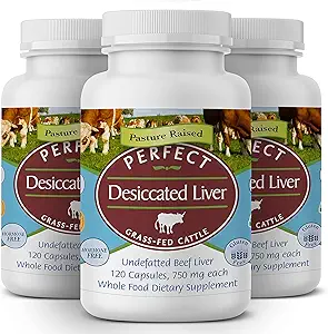 Suplementos perfectos – Vida Desiccada perfecta – 120 cápsulas – Vida de carne sin grasa – Fuente natural de proteínas, hierro, vitaminas A &amp; B – 3 Pack