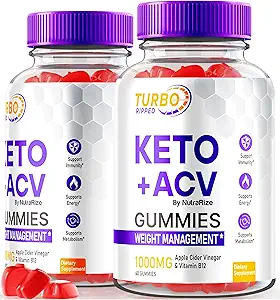 NutraRize (2 Pack) Turbo Ripped Keto ACV Gummies, TurboRipped Keto Gummies, Apple Cider Vinegar Suplemento, All Natural Keto+ACV, Premium Keto Plus ACV Gummy, Gomitas Reseñas (120 Gummies)