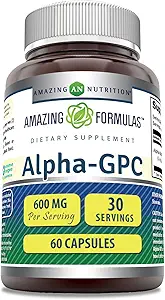 Amazing Formulas Alpha GPC Supplement | 600 Mg Per Serving | 60 Capsules | Non-GMO | Gluten Free | Made in USA