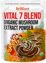 Ellie's Best 7 Mushroom Powder Extract Organic Blend - Reishi, Lion's Mane, Chaga, Turquía Tail, Cordyceps, Maitake & Shiitake - Double Extracted - Pure No Fillers - 8oz / 228 1g Servings...