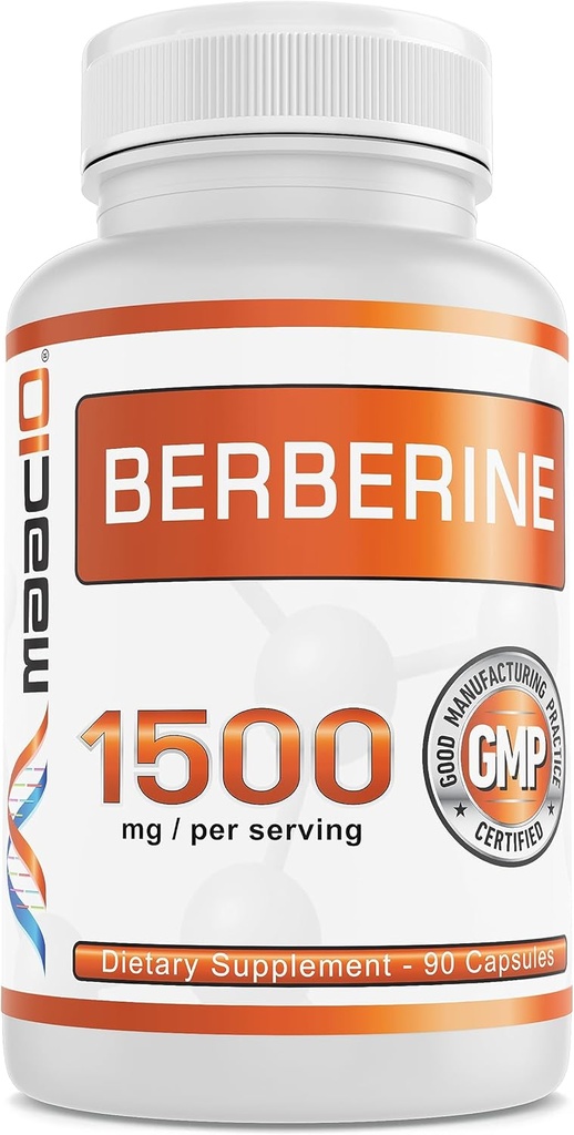 MAAC10 Berberina 1500mg Servir Silencioso Activador AMPK para el envejecimiento saludable, la salud cardíaca y el apoyo inmunológico - No GMO, Gluten Free, Vegan (3 x 500mg Capsules, 30 Day Supply)