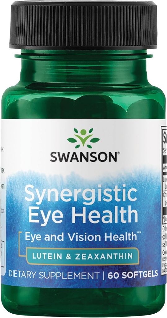 Swanson Lutein " Zeaxanthin Sinergistic Eye Health Vision Retina Macula Supplement (Lutein 20 mg " OmniXan Zeaxanthin 2 mg) 60 Softgels Sgels