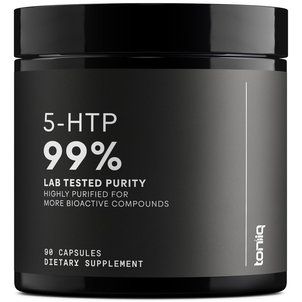 Toniiq Ultra High Strength 5HTP Capsules - 99%+ Highly Purified and Bioavailable - 12:1 Concentrated Extract - 200mg - 90 Veggie Capsules