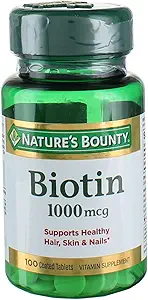 Nature's Bounty Biotin 1000 mcg Vitamin Supplement Tablets 100 ea (Pack of 2)