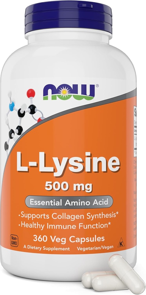 Ahora L-Lysine 500 mg, 360 cápsulas vegetarianas