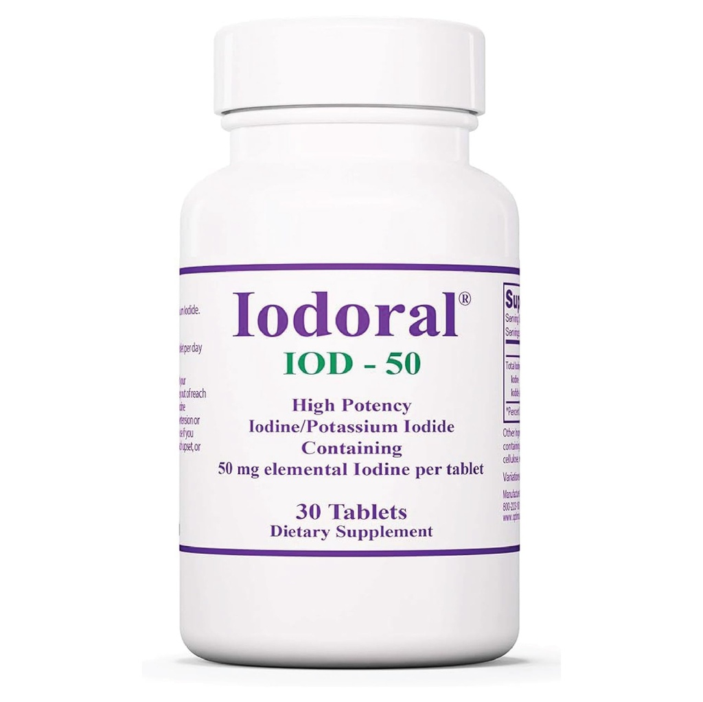 Optimox Iodoral 50 mg Supplement - Potassium Iodide Tablets, Thyroid Support, Daily Vitamins and Minerals, Lugol's Iodine Solution - 30 Count.