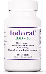 Optimox Iodoral 50 mg Suplemento - Potassium Iodide Tablets, Thyroid Support, Daily Vitamins and Minerals, Lugol's Iodine Solution - 30 Count.