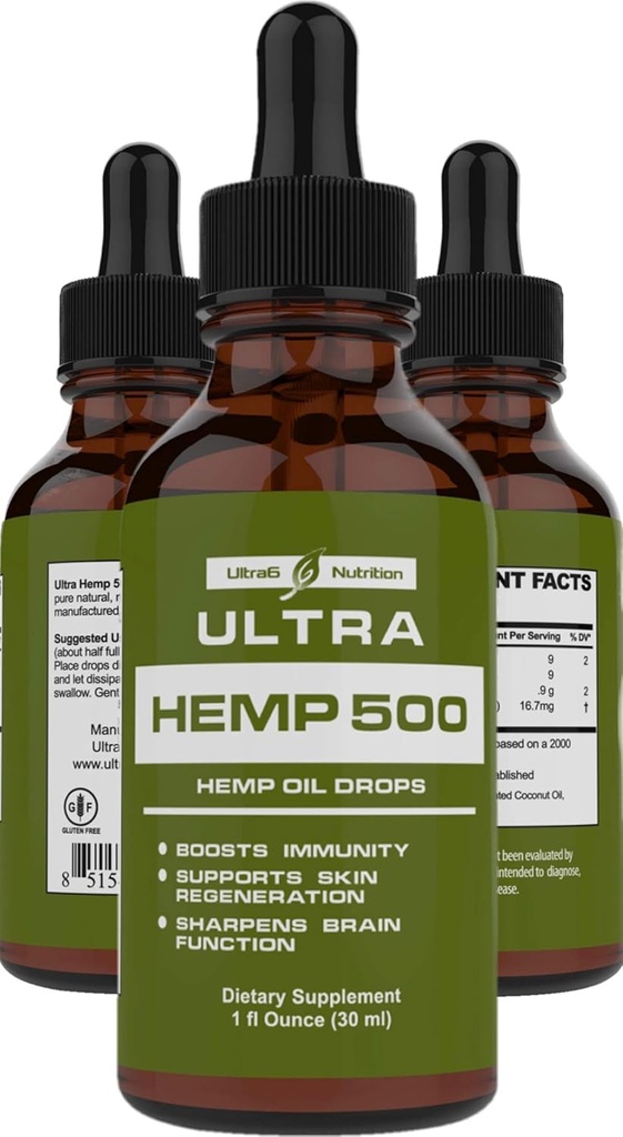 Extracto de aceite de cáñamo con Omega 3, 6 &amp; 9 - Extracto de cáñamo natural de las gotas de aceite (500 mg)