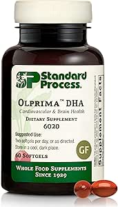 Standard Process Olprima DHA - Omega-3 Supplement for Heart & Brain Health - Gluten-Free, Non-Dairy " Non-Soy - 60 Softgels (30 Servings)
