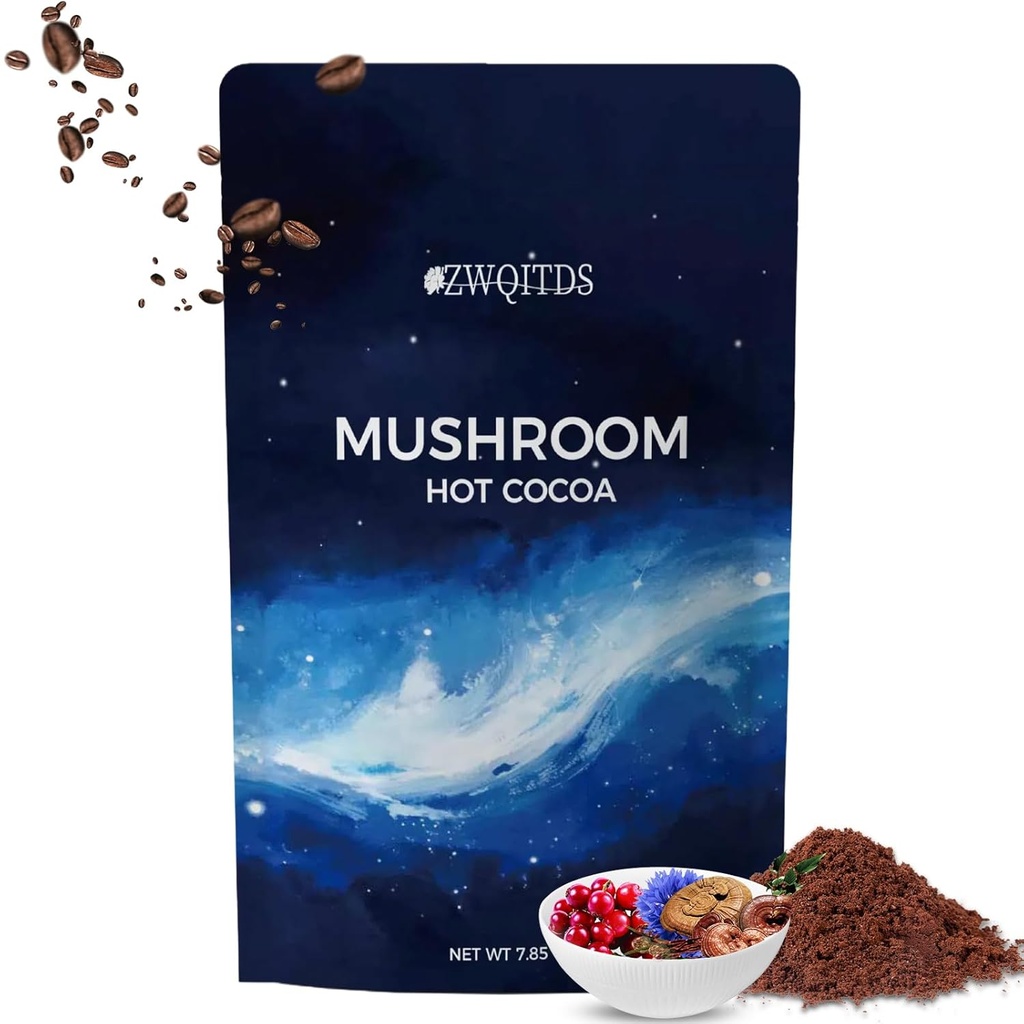 Escoba Caliente Cocoa, Melatonina Ayuda al sueño Silencioso Keto Cocoa Polvo Con Seta Para el sueño TENIDO Melatonina, Reishi, Glycine, Cacao, L-Theanine, Chicory ANTE ÚNICO Dosificación: 1 tbsp (11 g) Disponible 20 veces