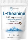 L-Theanine 200mg con Magnesium Glycinate, 400 Coconut MCT Oil Softgels ← Relajación, Focus &amp; Muscle Support Suplemento  2-in-1 Amino Acido &amp; Mineral Complex