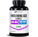 Healthfare Pantothenic Acid 500mg Vitamin B5 Supplement | 200 Vegan Capsules | Extra Strength Energy & Metabolism Support | Non-GMO, Gluten-Free | Made in USA