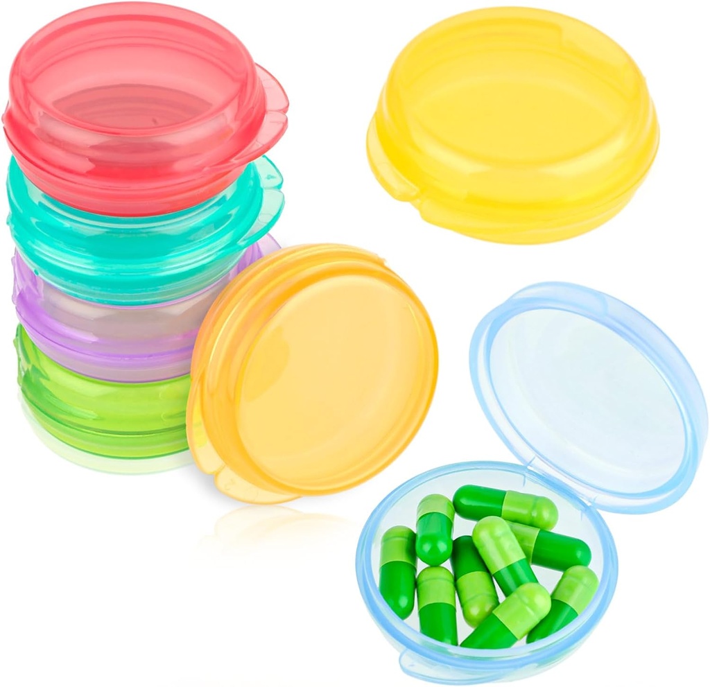 Amabro Caja de Organizador de Píldoras Pequeñas, 7 PCS Cajas de Píldora Portable Container Daily Mini Pill Case Holder for Pocket Purse Maletas Medicina Cod Liver Oil Storage Box Earplug Case