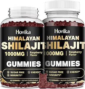 Shilajit Gummies 1000mg for Men &amp; Women - Shilajit Gummies with 85+ Trace Minerals, Ashwagandha, Turmeric, Black Pepper - Energy & Immune Support - Sugar Free Raspberry Flavor 60 Count