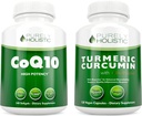 CoQ10 100mg + Curcumina Turmérica Orgánica 700mg con Pimienta Negra Bioperina - 120 Softgels &amp; 120 cápsulas - 95% Curcuminoides - Hecho en EE.UU.