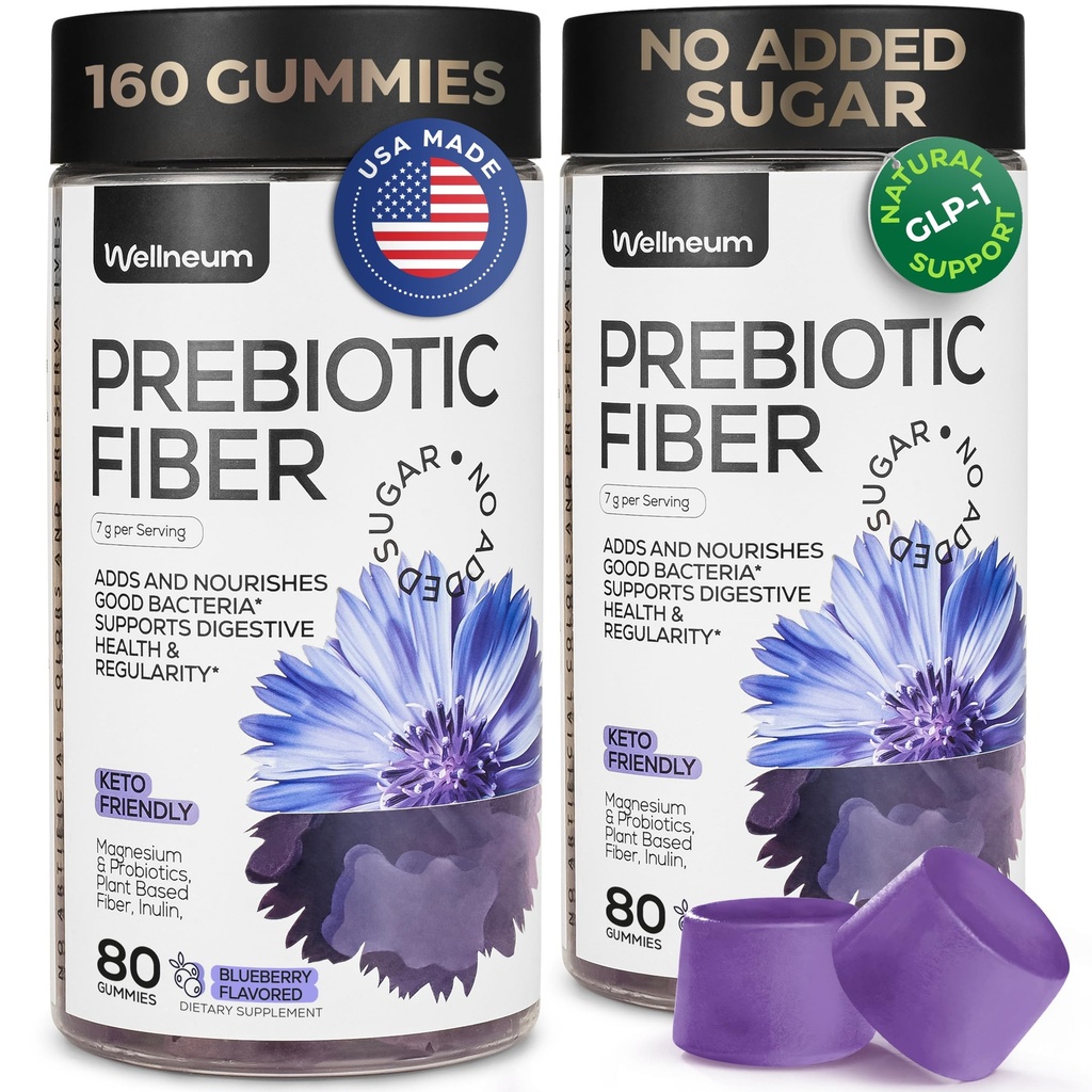 Altas Gummies de fibra prebiótica para Mujeres y Hombres 7G, 160 Pcs (2 Pack) - Soporte GLP-1 natural - Fibra de remolacha, Magnesio, Inulina, Probiótico - Suplemento Gummy para Salud Digestiva - Sugar Gratis