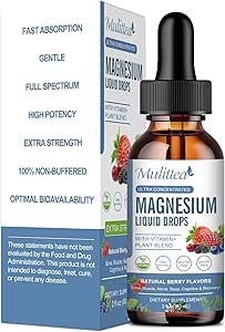 gota líquida Glycinate de Magnesio - Triple Absorción Suplemento de Soporte Nervios, sueño, calma, corazón, músculos * -Sugar-libre con Potasio, L-Theanine, Sea Moss,Vitamin B,C,D3, K2-1Pack