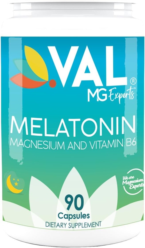 VAL Mg Expertos Melatonina 3 mg con vitamina B6 &amp; Magnesium TENIDO 90-Day Supply