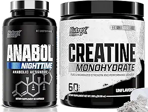 Nutrex Anabol PM Constructor de músculo nocturno y polvo de monohidrato de crema