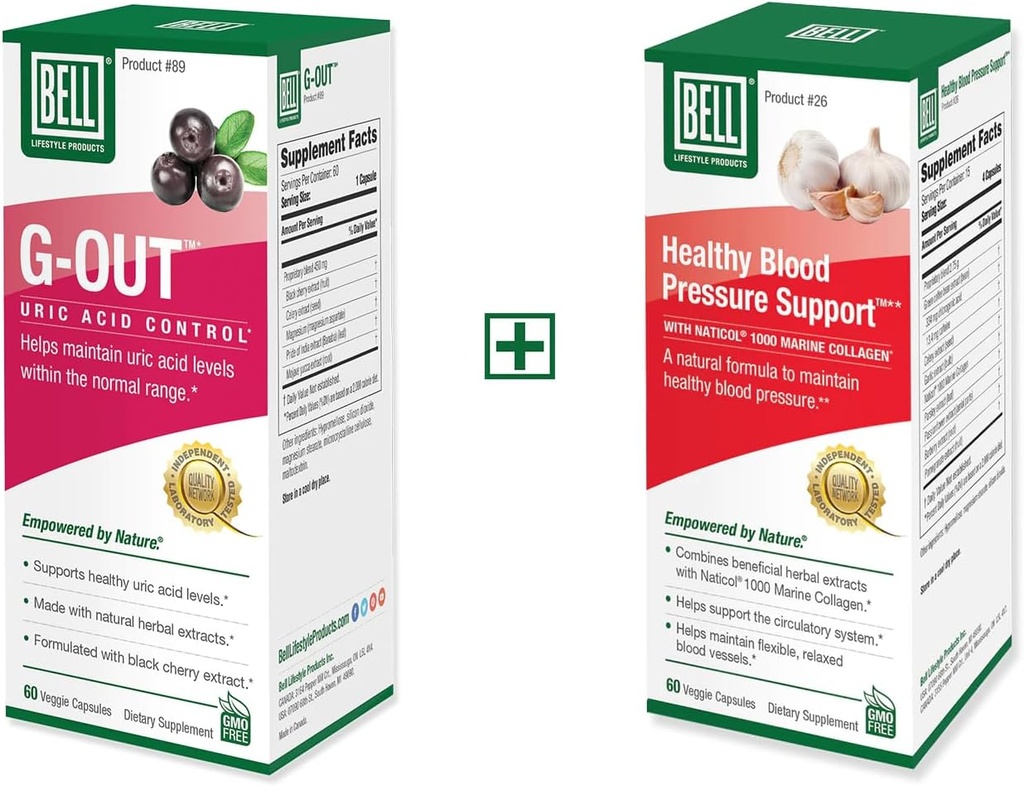 Bell Bundle – Healthy Blood Pressure Support " G-Out Uric Acid Cleanse – 25 años alrededor del mundo, vendido directamente por el fabricante
