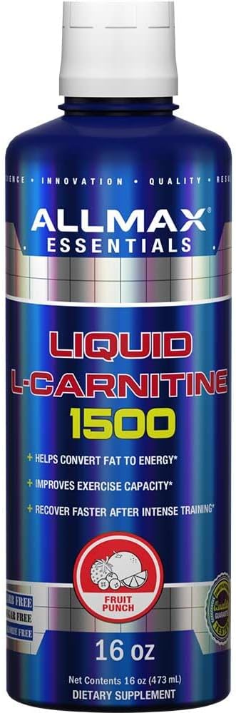 ALLMAX Nutrición L-Carnitina L líquido 1500 + Vitamina B5, 16 oz / 473 ml (Fruit Punch)