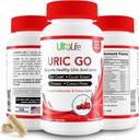 #1 URIC GO Uric Acid Cleanse Support Supplement for G.O.U.T - Natural Kidney Cleanse Detox Formula Chanca Piedra, Celery Seed, Tart Cherry, Cranberry, Pomegranate, Turmeric, Vegan Non-GMO 60 cápsulas