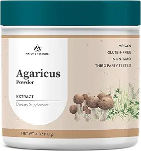 Nature Restore Agaricus Blazei Murill Extract Mushroom Powder, 4 onzas, 40% Polysaccharides, Non GMO, Gluten Free
