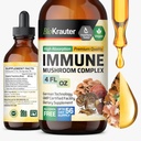 BIO KRAUTER Immune Support Mushroom Suplemento - Lions Mane, Shiitake, Turquía Tail, Reishi, Chaga & Maitake Liquid Extract - Mushroom Complex Tintura - Vegan Drops 4 Fl.Oz.
