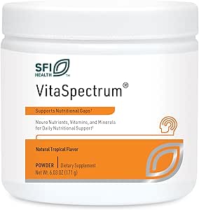 Klaire Labs SFI Health VitaSpectrum Powder - Multivitamin/Mineral para niños con 23 Nutrientes esenciales, Sabor tropical para niños, sin cobre, hierro, gluten o Casein (171 G / 30 Servings)