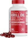 Bronson Antártico Krill Oil 1000 mg con Omega-3 EPA, DHA, Astaxanthin y fosfolípidos 180 Softgels