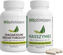 BiOptimizers Magnesium Breakthrough 4.0, (60 Capsules) & MassZymes 4.0, (250 cápsulas) - Natural Sleep, Brain, and Digestive Health Support Suplemento Bundle